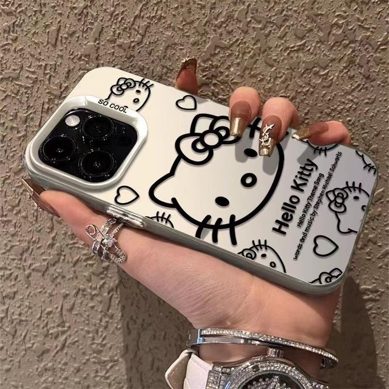 Applicable To Apple 16 Mobile Phone Case 16plus New 15promax Simple Huawei Cartoon Female Big Head Kitty Cat