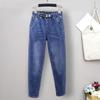 Jeans Elásticos Adelgazantes de Talla Grande Holgados para Mujer de Primavera de Cintura Alta Pantalones Harem Cómodos para Ir al Trabajo