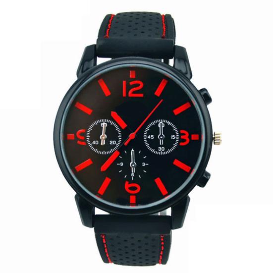 

Спортивний чоловічий модний силіконовий ремінець Декоративний аналоговий кварцовий годинник Dail червоний