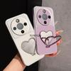 For Honor Magic 8 Lite Heart Mirror Stand Bracket Phone Case For Honor Magic 8 7 6 Pro Lite Candy PU Lambskin Leather Soft Cover
