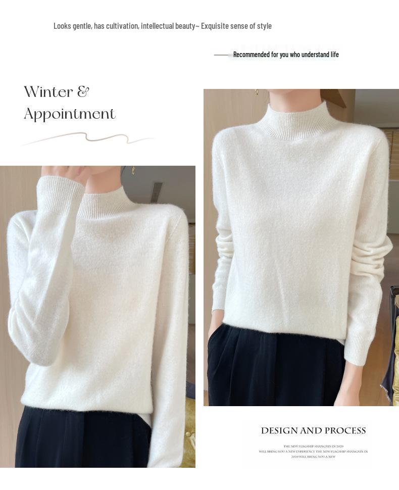 Elegant High Neck Knit Sweater - Autumn Winter Women's Skin-Friendly Base Layer