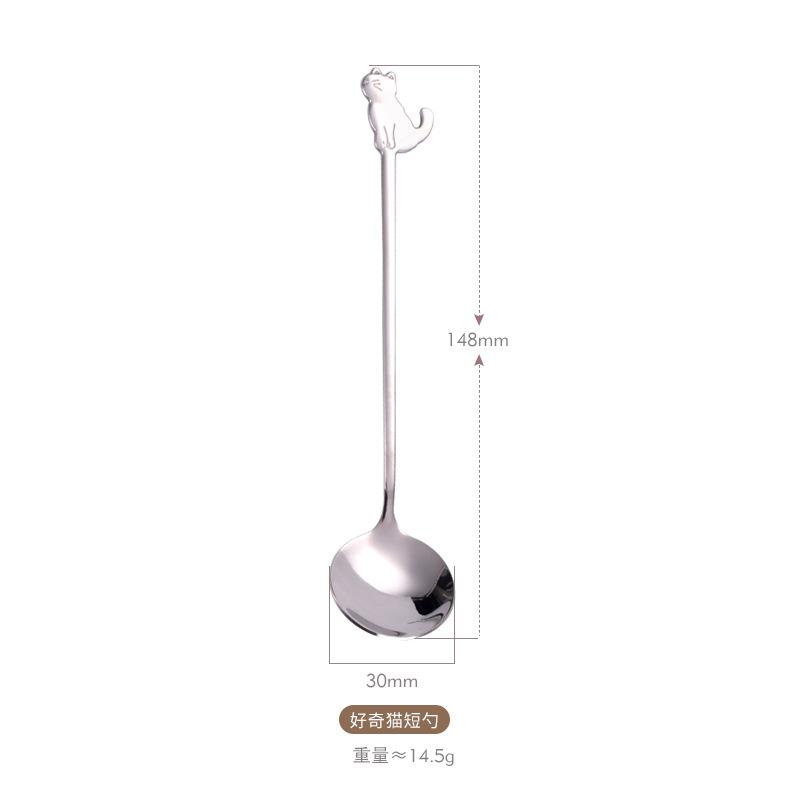 Creative Stainless Steel Tableware Cute Cat Dessert Spoon Fork Coffee Stirring Spoon Fruit Fork Mug Spoon Fork