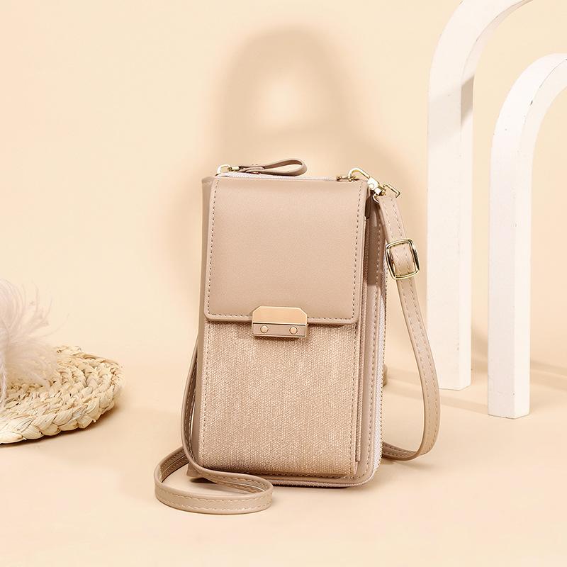 Dámská móda Kabelky na zip na telefony se spojkou Pu Kožené peněženky Malé crossbody kabelky