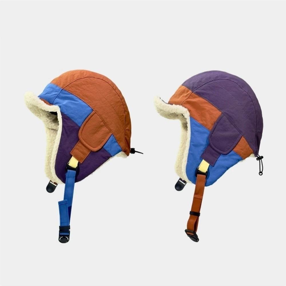 Warm Fluffy Earmuffs Autumn Winter Lei Feng Hat Retro Patchwork Bomber Hat For Women Men