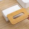 Plastic Clear Tissue Box Wooden Cover Transparent Paper Towel Box Multifunctional Durable Napkin Holder Household Use