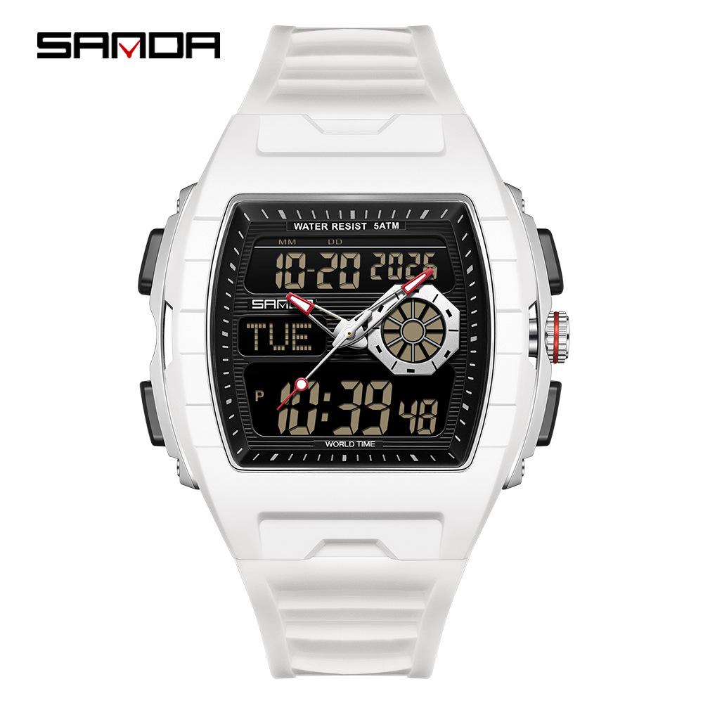 Sanda Trendy Multifunctional Sports Watch with Countdown, Snooze & Luminous Waterproof Features for Students - Model 3397