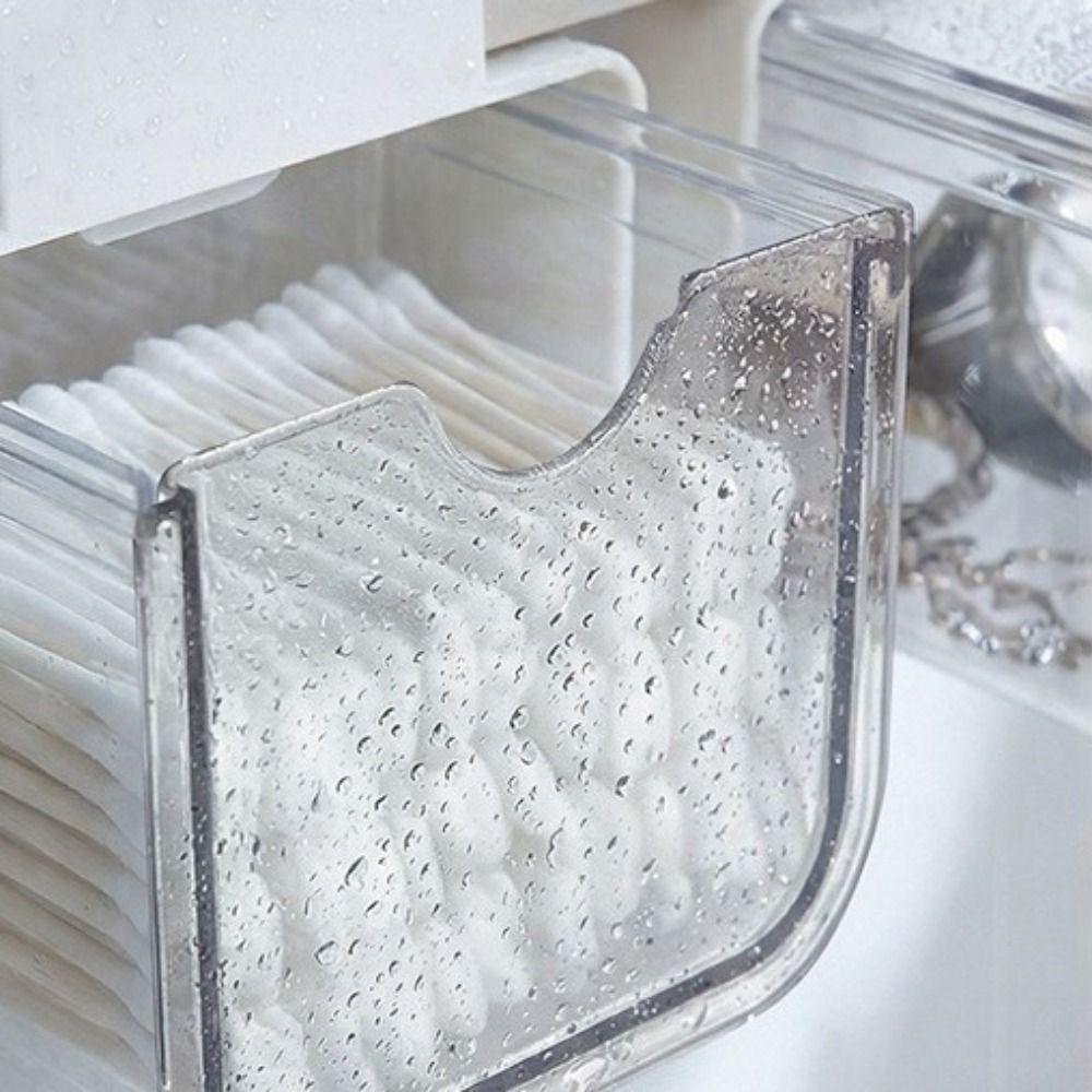 Plastic Drawer Style Storage Box Transparent Wall Mounted Makeup Storage Container Space Saving Self Adhesive Jewelry Case