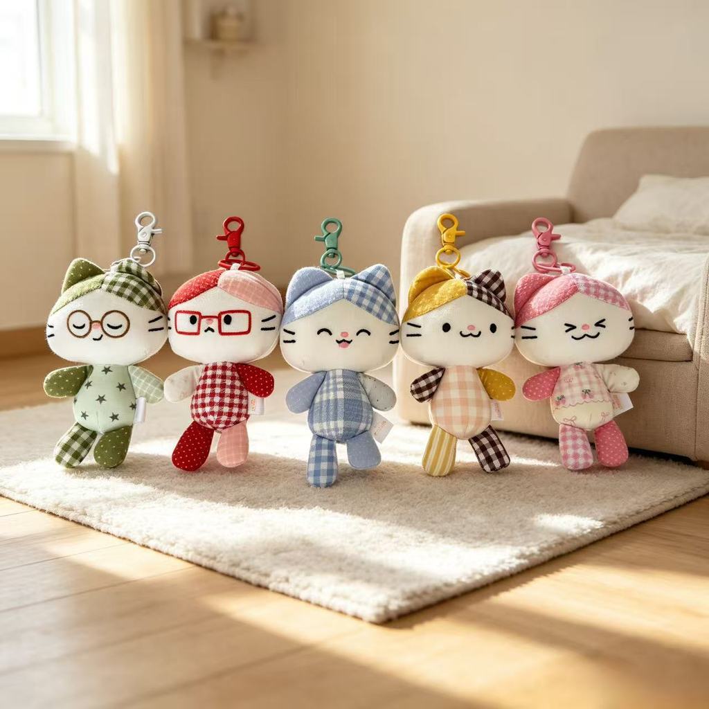 Cat Plush Toy Keychain With Polyester Fiber For Kids And Gift Souvenir