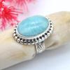 Larimar Ring mit Edelstein 925 Sterling Silber Ring handgefertigter Stein massiver Boho Chic Stein geflochtener Schmuck für Frauen – 8,9 g