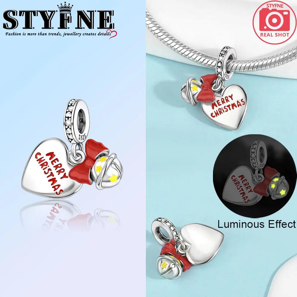 Kupferfarbener Weihnachts-Kürbis Leuchtender Charm Anhänger Perlen Passen Original Armband Für Frauen Valentinstag Schmuck Geschenke