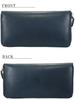 Navy Tochigi and Himeji leather wallet for men and Genuine cowhide leather with a round zipper coin and card Large and slim featuring card slots and