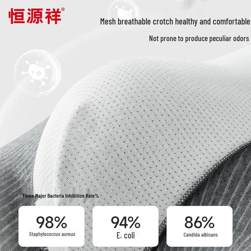 Hengyuanxiang Men's Antibacterial Striped Boxer Briefs