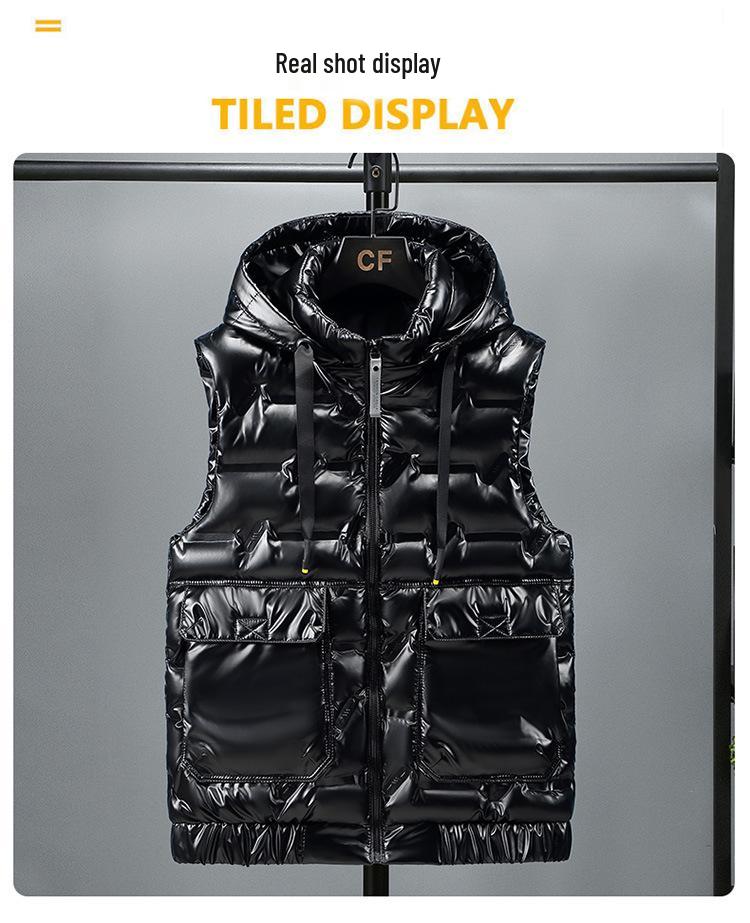Men's Wash-free Down Cotton Vest: Warm Padded Gilet for Autumn and Winter, Plus Size Workwear.