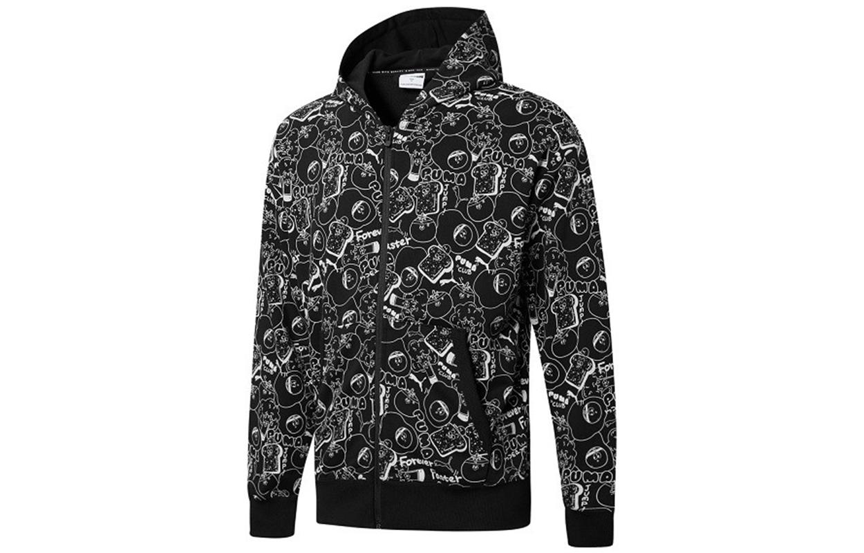 PUMA CLUB AOP FZ Jackets Men s Black Hooded Moderate Other 533201-51 M