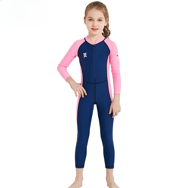 Summer New Children s Diving Suit Outdoor Long Sleeved One-piece Swimsuit Sun Protection Children s Swimsuit Integrated Type S