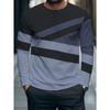 A Long-sleeved Top with Diagonal Stripes In Black, Gray, and Blue On the Back, Featuring a Simple and Fashionable Design
