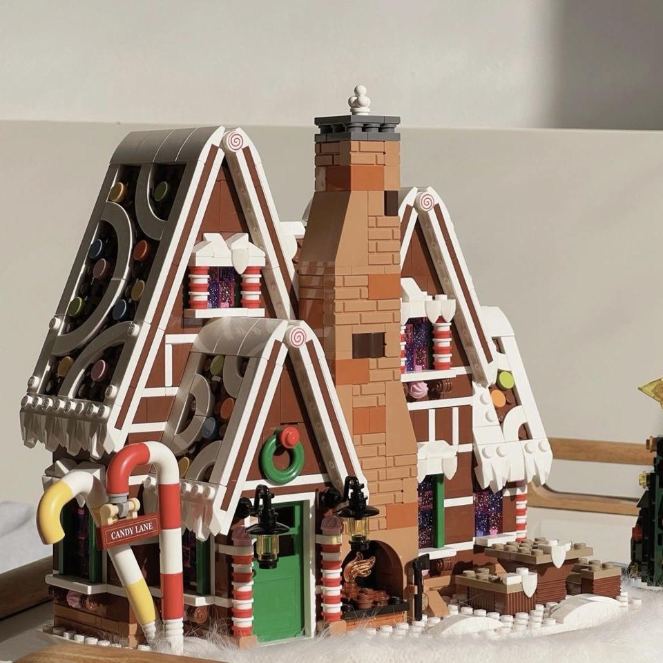 Der Weihnachtsmann kommt Lebkuchenhaus Bausteine Gebäude Modell Kinder Puzzle Spielzeug Geschenk