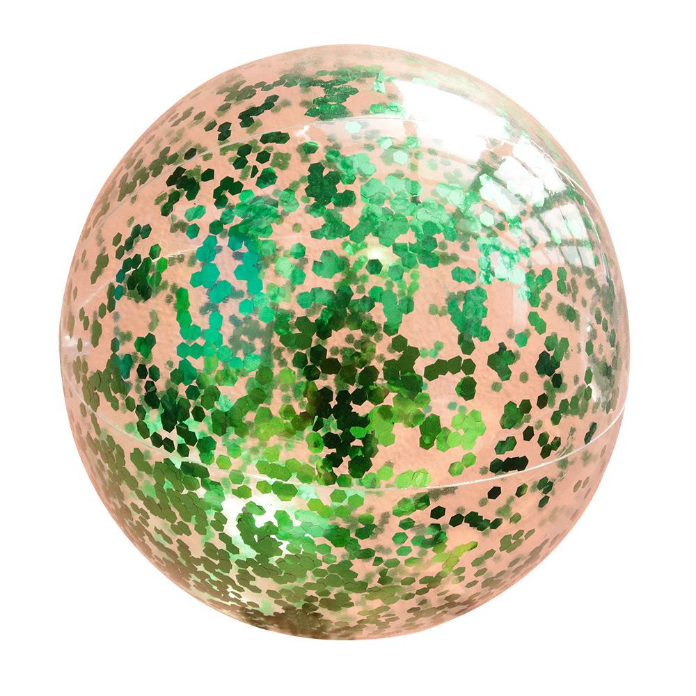 In-stock Ultra-transparent Blue Sequin Inflatable Beach Ball Toy for Water Play & Photography