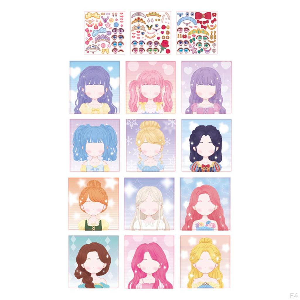 Create A Colorful Sticker Book with 12 Pages of Face Makeup Stickers. Funny, Creative, Dress Up