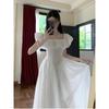 One-word Collar Waist Small Fresh Long Skirt Dress Women's Summer New Thin Cover Meat