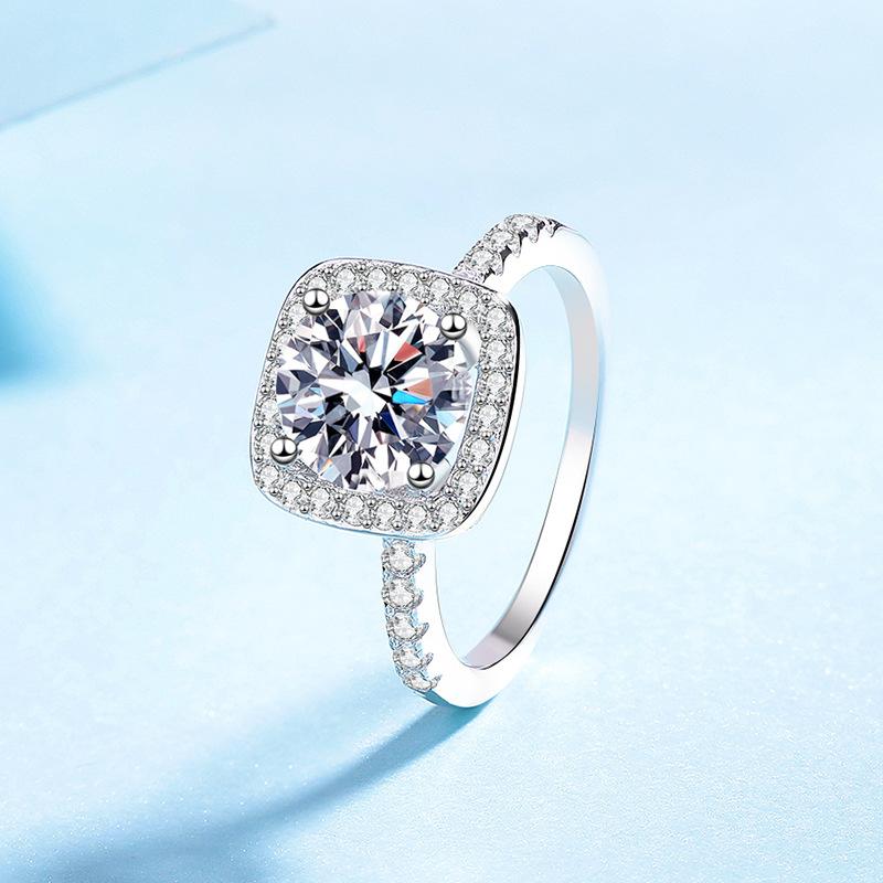 Verlobungsringe für Damen Beste Versprechensringe 925 Sterling Silber Eheringe 2 Karat Moissanit Ring für Damen