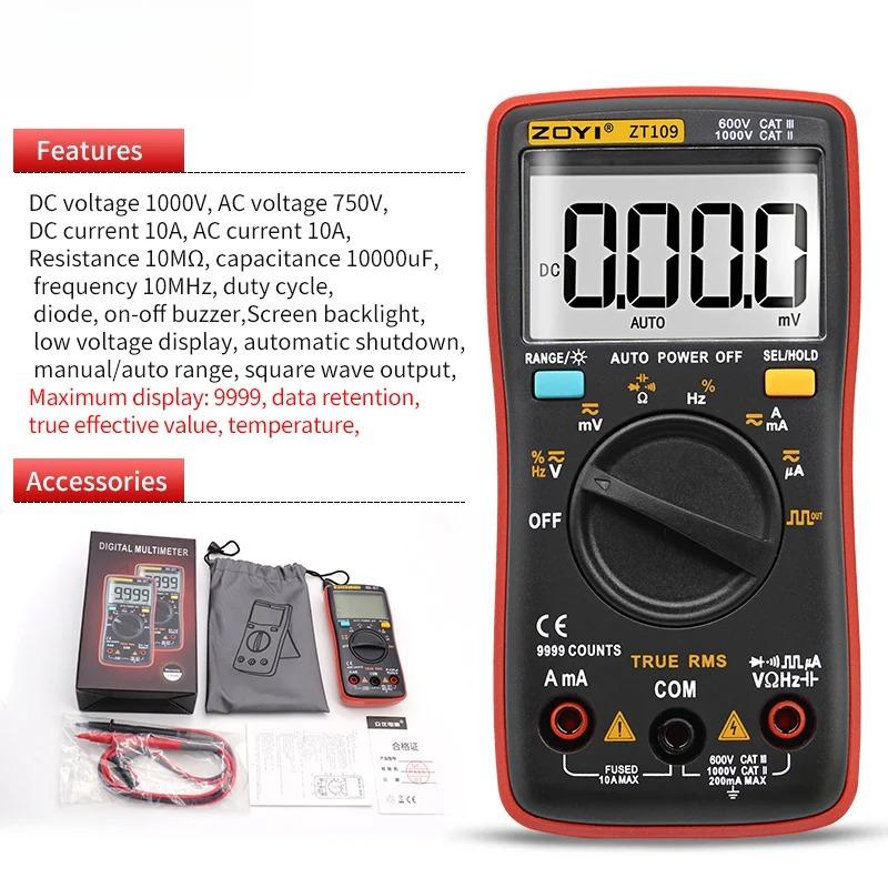

ZT109 ZT111 Digital Multimeter Transistor Tester Capacitor True-RMS Tester Automotive Electrical Capacitance Meter Temp Diode