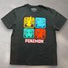 Pokemon Grafik T-shirt XL Pikachu Charmander Bulbasaur Squirtle Siyah Gömlek