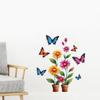 Self-adhesive Creative Colorful Butterflies Flowers Potted Plant Wall Stickers for Living Room TV Bedroom Headboard Home Decor
