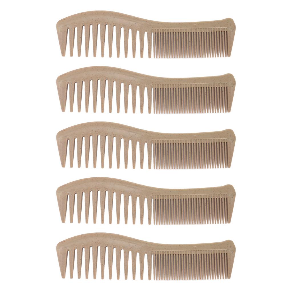 10Pcs Fine Wide Tooth Comb Wheat Straw Round Teeth Portable Hair Styling Comb Set for Home Travel