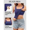 CHARMLEAKS Langes Tanktop für Damen mit Regal-BH, quadratischer Ausschnitt, breite Träger, Camisole, Sommer-Unterhemden aus Baumwolle