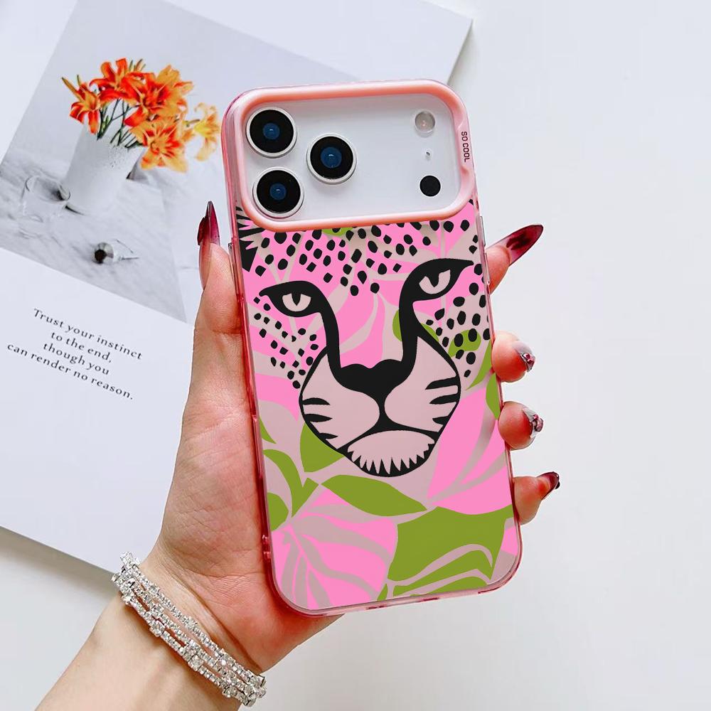 Abstract Leopard Phone Case For iPhone 17 16 15 14 13 12 11 Pro Max Air Matte Laser Aurora Shockproof Funda