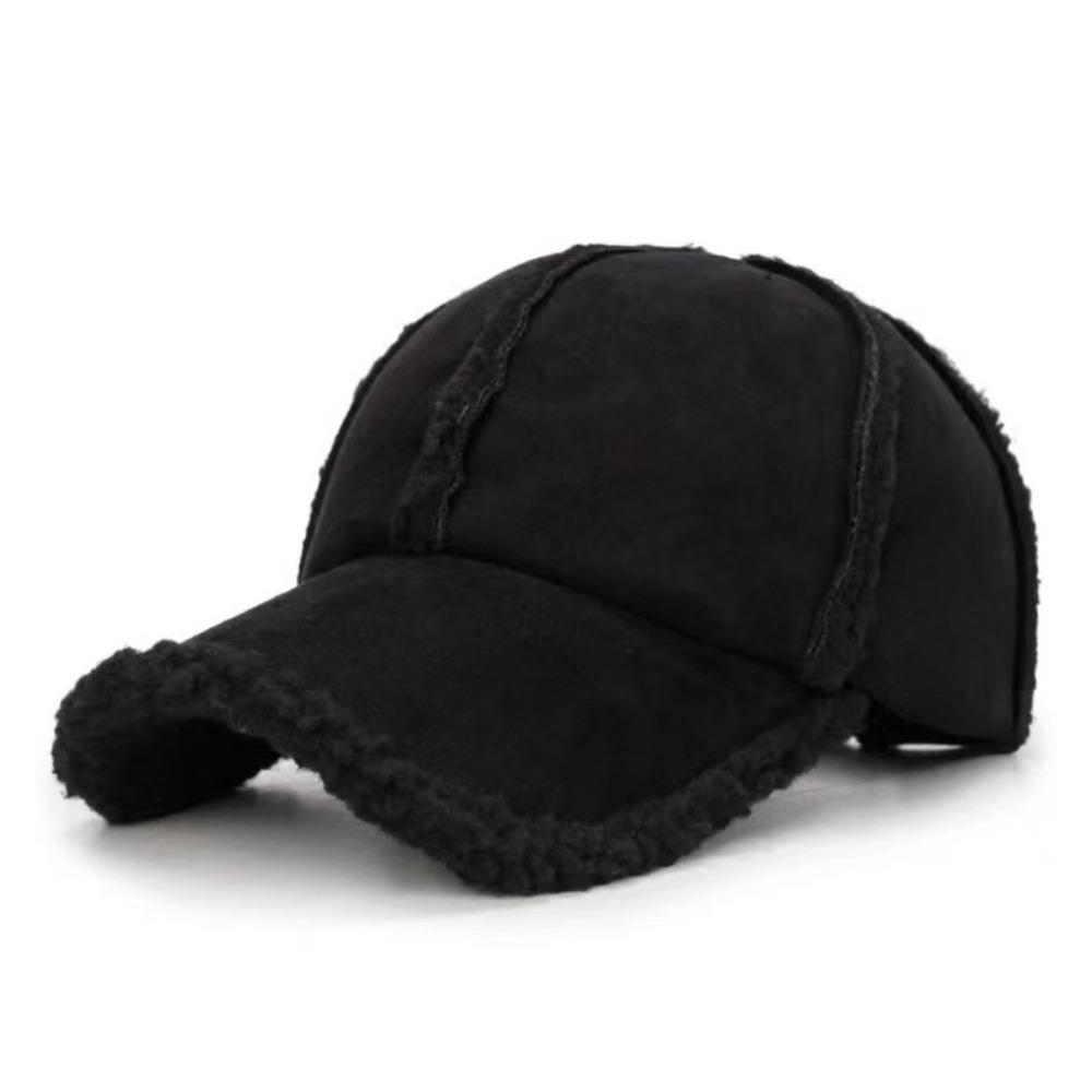 Windproof Lambswool Hats Solid Color Dad Hat Fashion Baseball Cap Winter Autumn