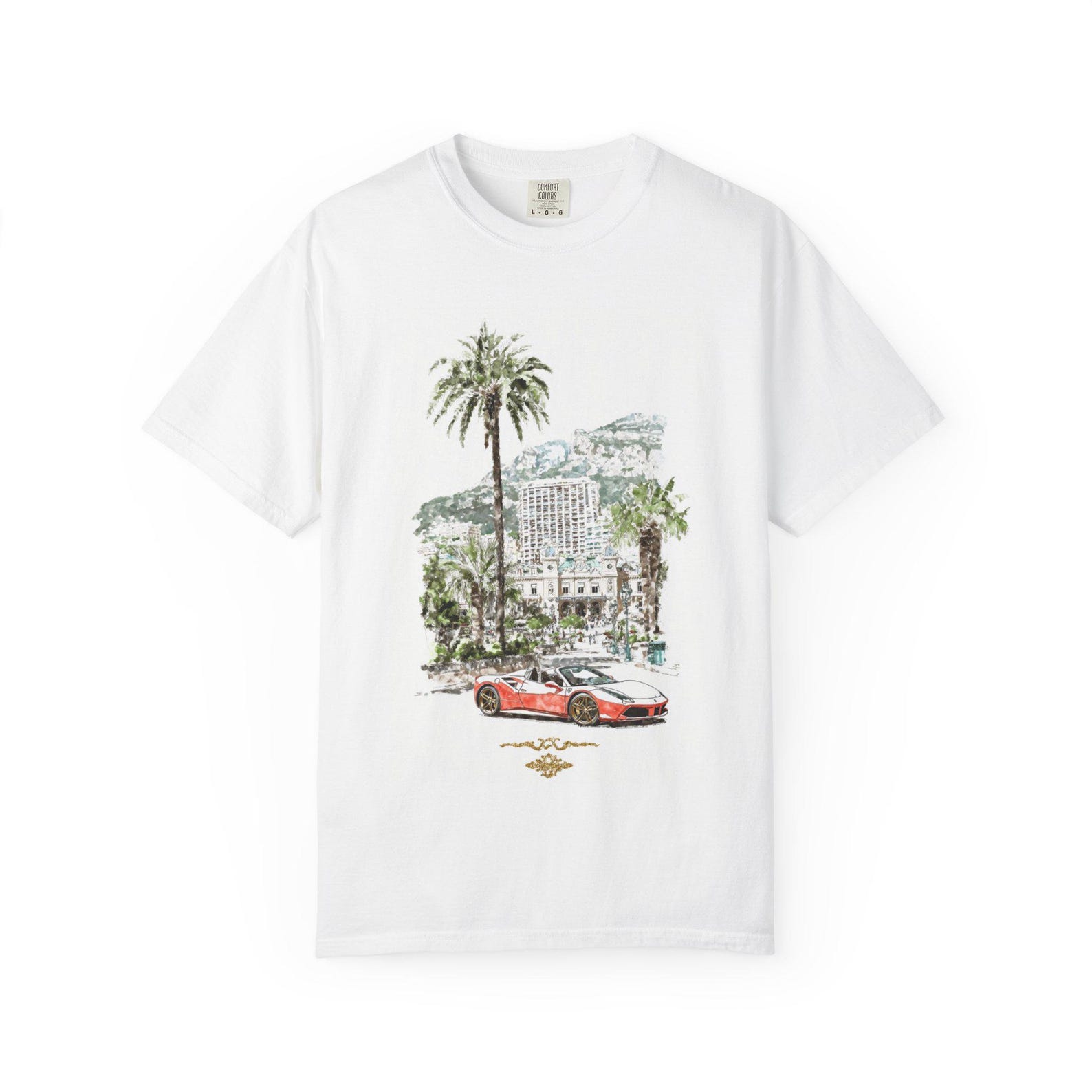 Retro Palm Trees and Sports Car T-Shirt | Vintage Cityscape S