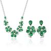 European Style Zircon Emerald Flower Necklace & Earrings Set