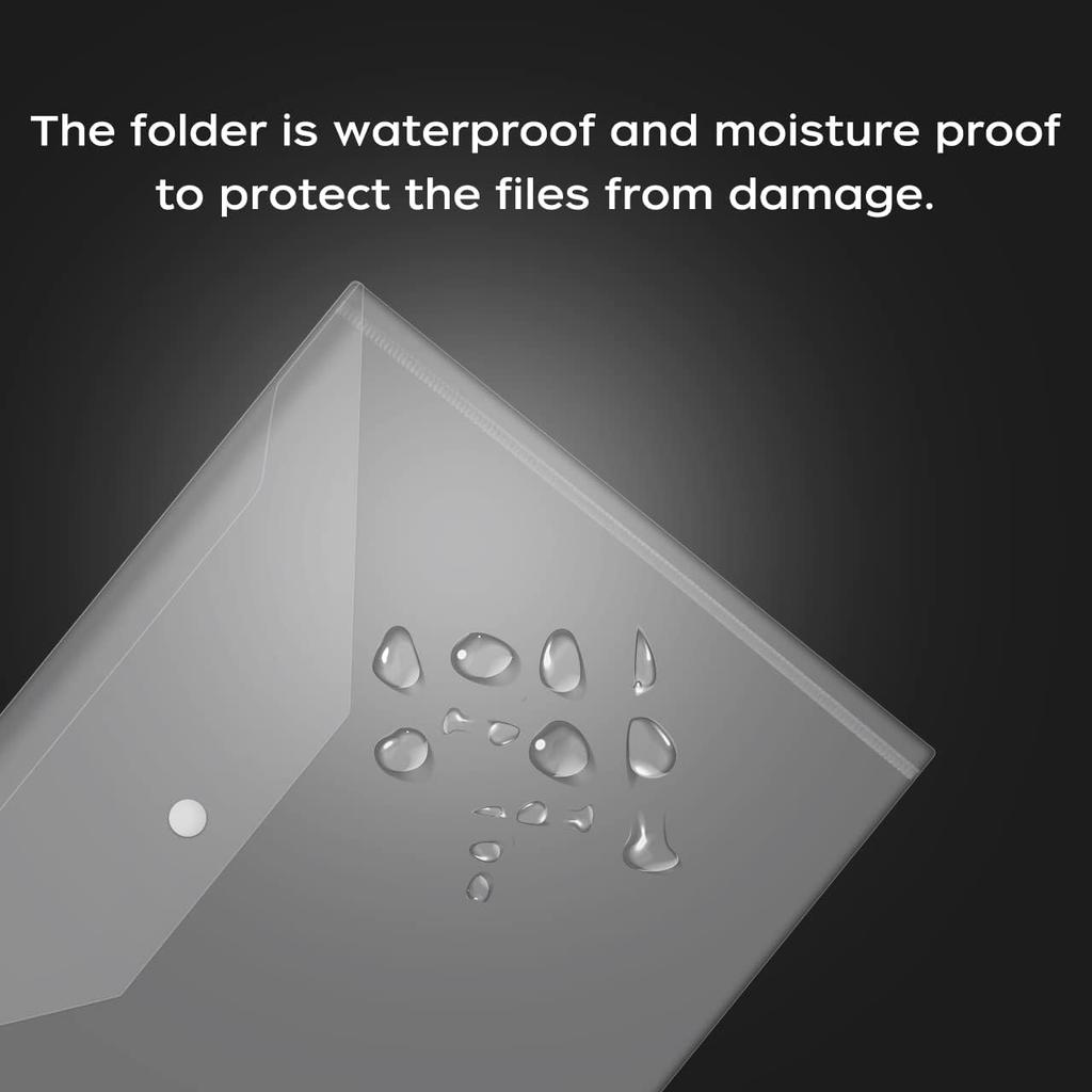 30pcs Plastic Envelopes, Clear Reusable Poly Envelope Waterproof File Folder with Snap Button, Us Letter/A4 Size