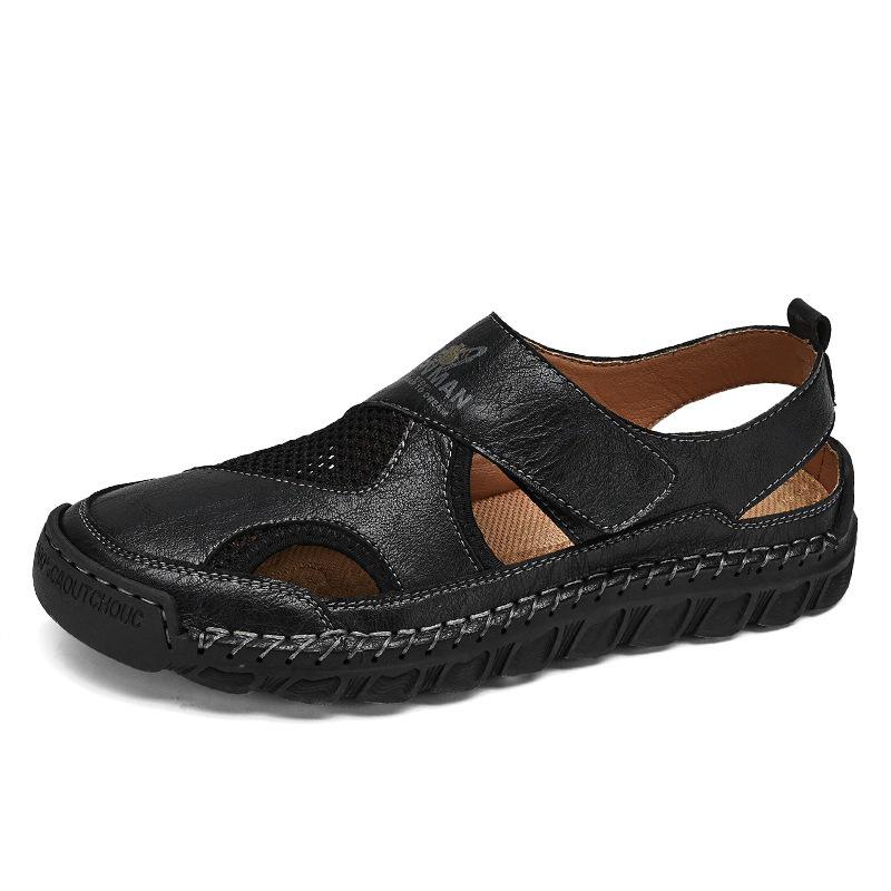 2025 Men s Hand-Stitched Outdoor Closed-Toe Sandals - Large Size, Breathable Casual Beach Shoes 45