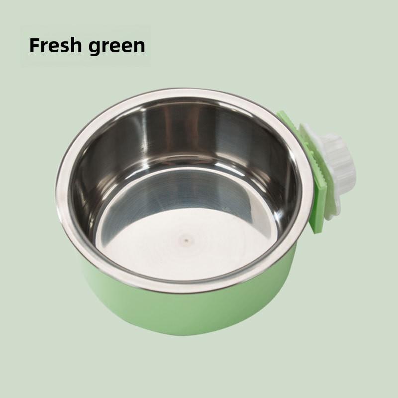 

Автоматический дозатор воды для домашних животных, подвесная клетка с двойной миской, подвесная клетка для собак из нержавеющей стали, миска для еды, миска для воды для кошек, дозатор питьевой воды с двойной миской green S