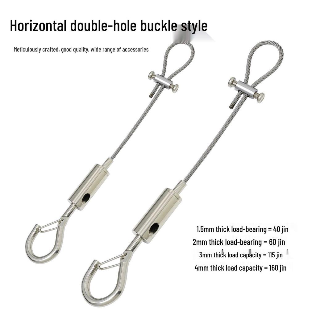 Adjustable 304 Stainless Steel Wire Rope with Double-Head Safety Hook and Spring Clip