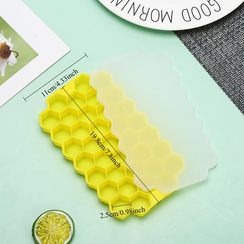 

1/2/4 шт. Формы для льда в виде сот, многоразовые силиконовые формы для кубиков льда, не содержащие БФА, формочки для льда со съемными крышками 1PCS-37Cube жёлтый