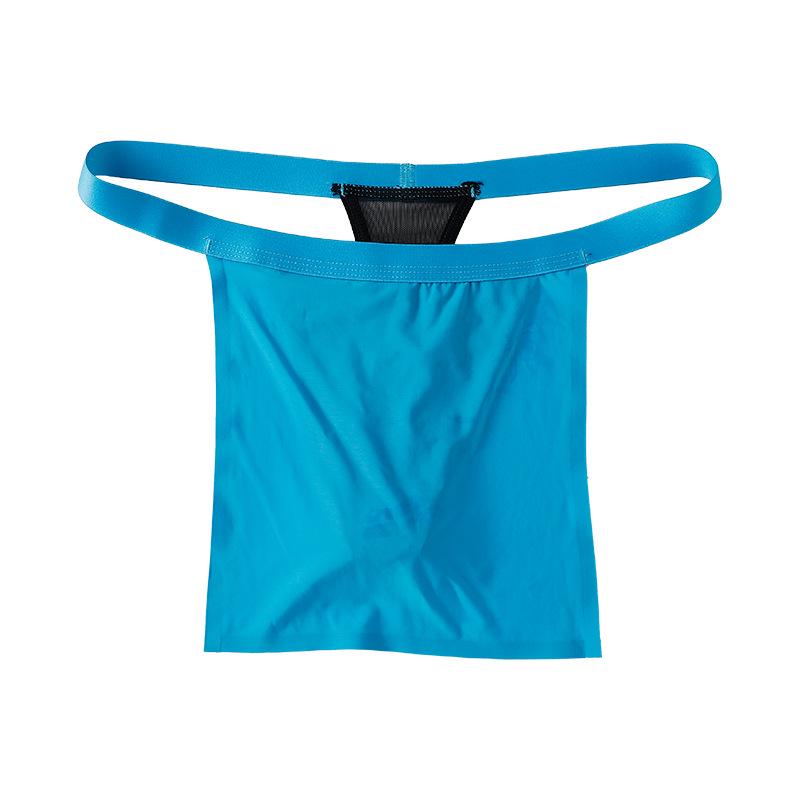Men's Low-Waist Sexy Nylon Ice Silk Mesh T-Back Briefs