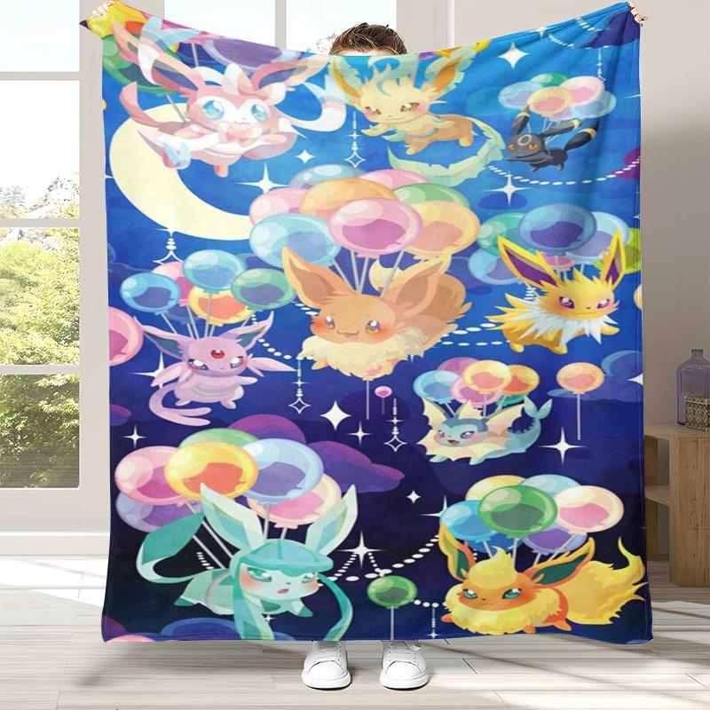 Kawaii Pokemon Pikachu Cartoon Flannel Blanket,Ultra Soft Warm Plush Throw for Home Bedroom Bed Sofa Cover Office Camping Gift