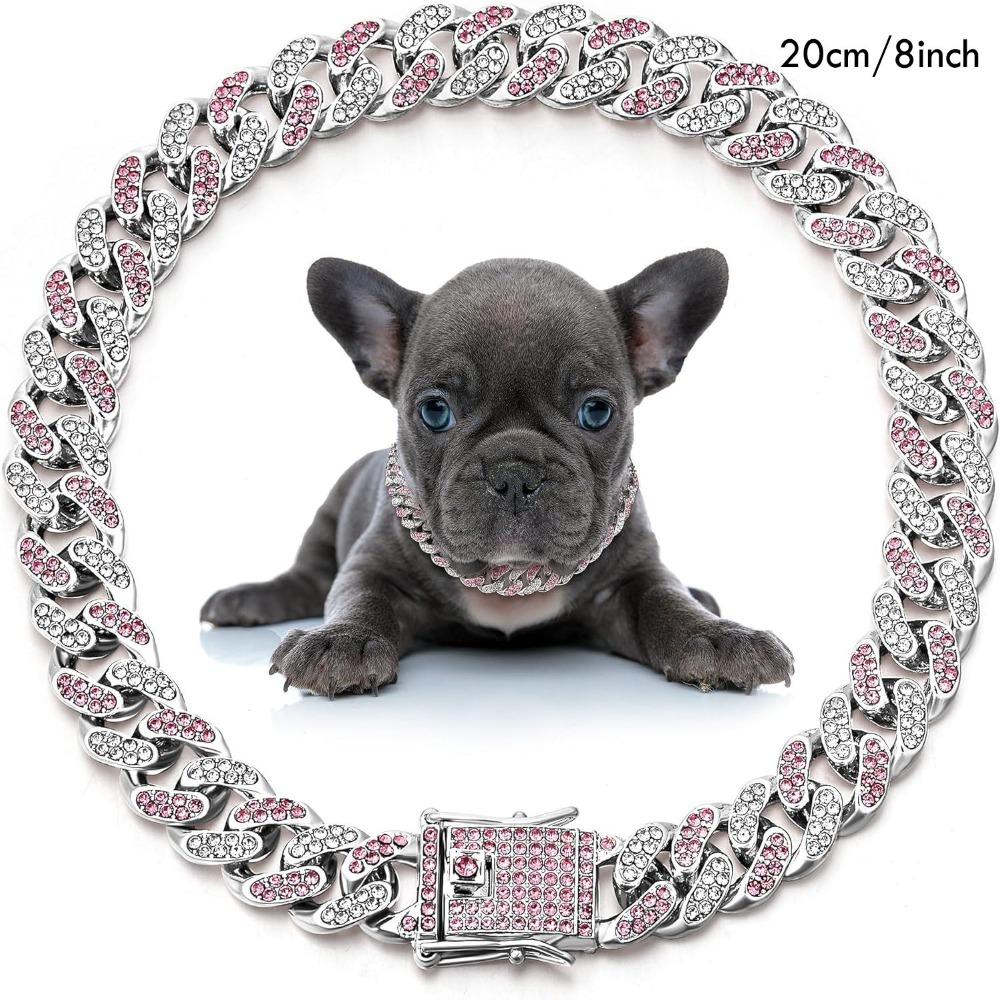 Hip Hop Bling Diamond Dog Necklace Link Chain Link Chain Necklace Dog Diamond Chain Collar