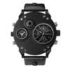 Oulm Quartz Watch Compass Men'S Watch, Watch Dual Time Zone Men'S Watch Large Dial