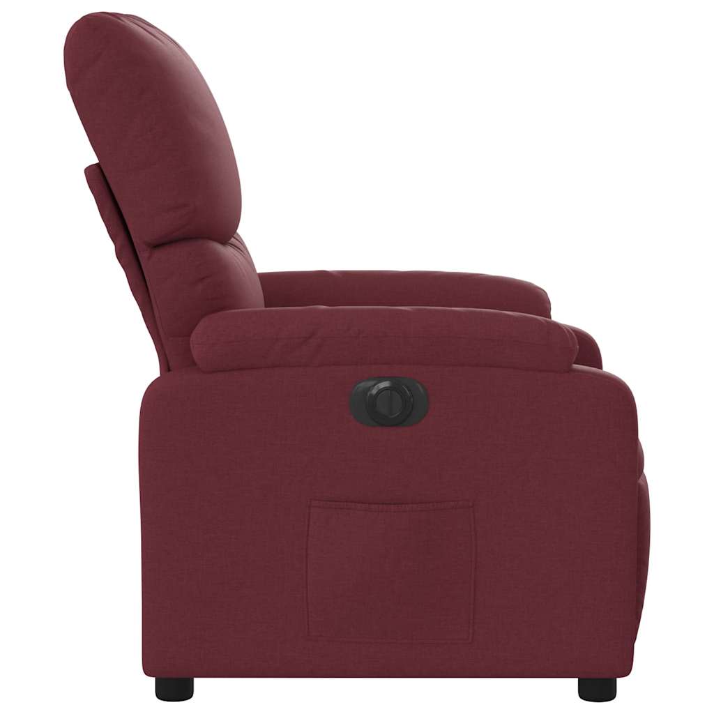 Electric Recliner Chair Burgundy Fabric