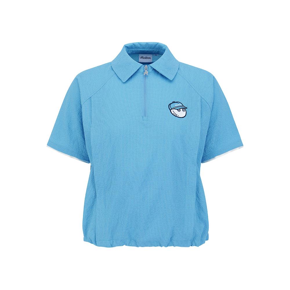 MALBON GOLF Summer Lightweight Collared Woven Piste Blue (Woman)