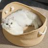 Cuccia per gatti in rattan realizzata a mano, cuccia per cuccioli, nido estivo fresco intrecciato per gatti, tappetino tiragraffi, cuscino per gatti