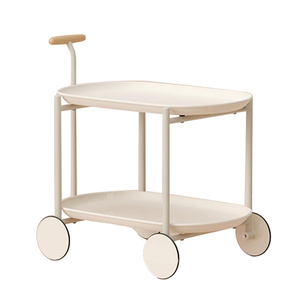 Storage Trolley with Wheels Handle Removable Sofa Side Table for Living Room Bedroom Matcha Green