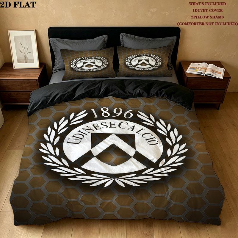 Set Copripiumino Trapuntato Udinese Calcio Federe Decorazione Casa Regalo di Compleanno (1 * copripiumino + 2 * federa, senza nucleo)