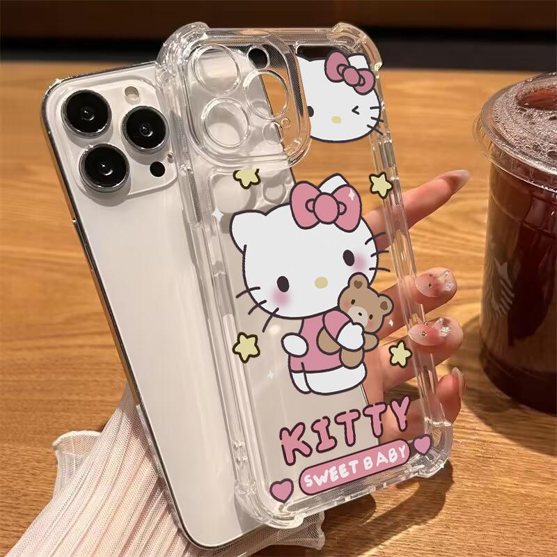 Transparent Hello Kitty Phone Case For Samsung Galaxy S26 Ultra 5G S25 FE Edge S24 S23 S22 Ultra Plus A57 5G Shockproof Cover