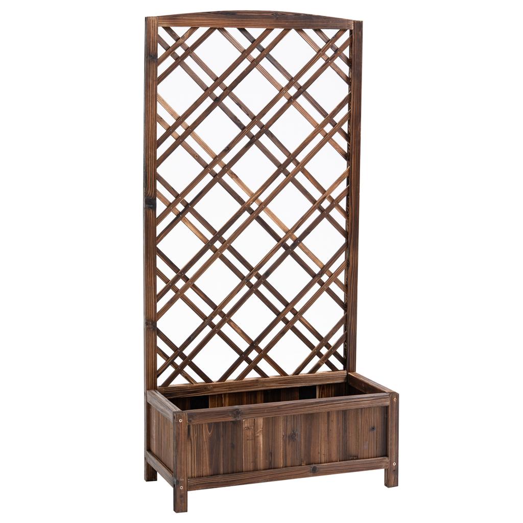 Wooden Lattice Trellis Planter For Climbing Plants Crops On Terrace Garden Balcony 60x30x122.5 Cm Brown